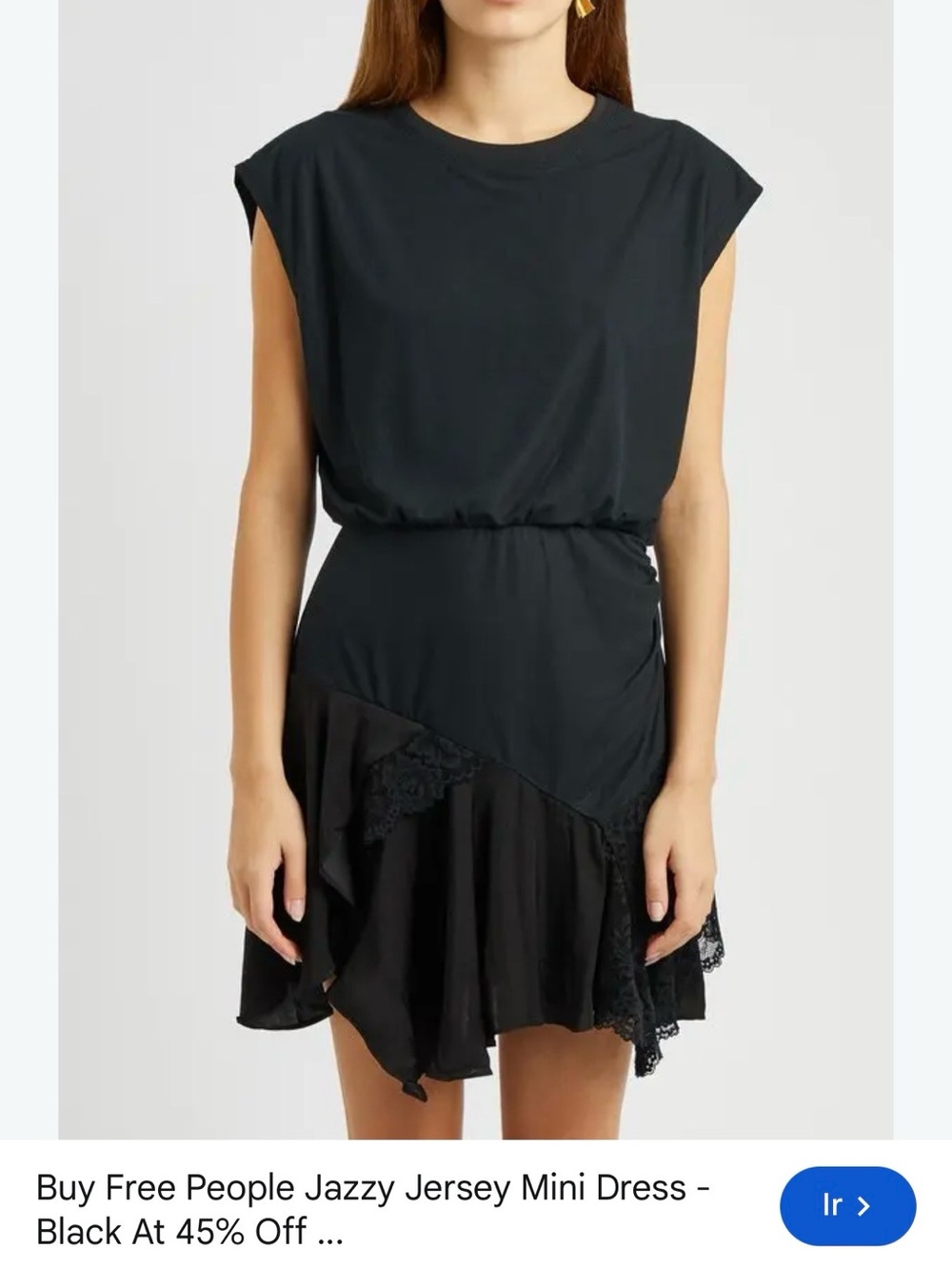 Free People Black Ruffled Jersey Mini Dress